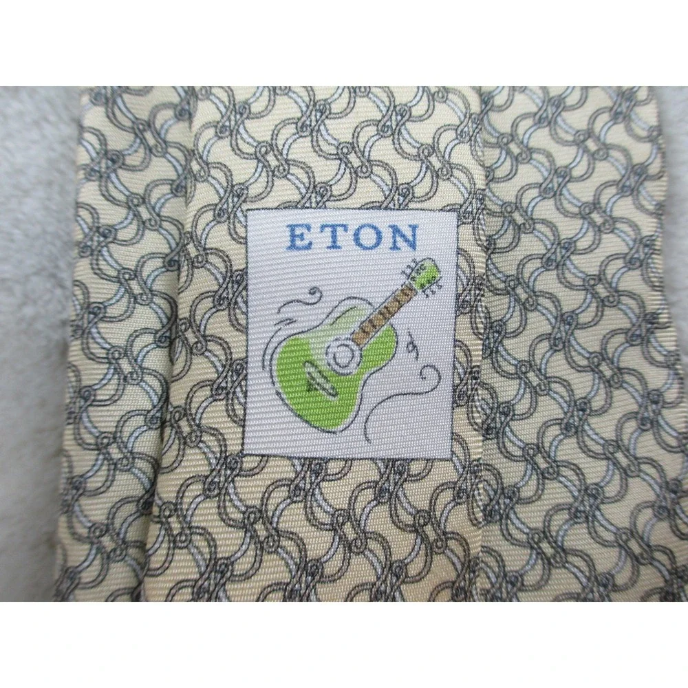NEW ETON Neck Tie Mens Yellow Geometric Silk Made In Italy Casual 05